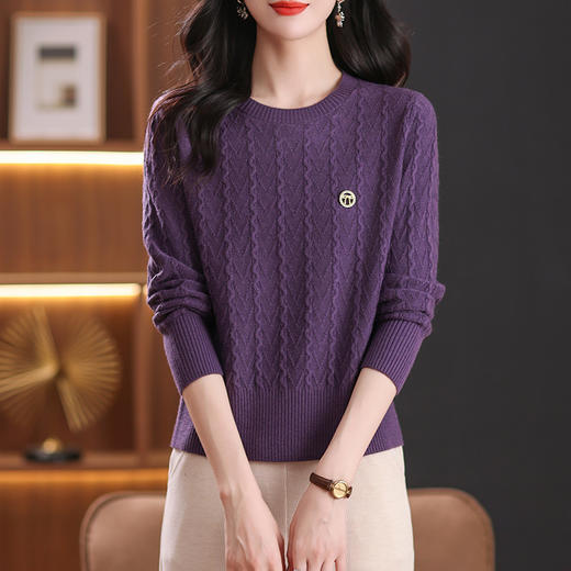 CC-89-730针织衫女2024秋冬新款百搭低圆领气质显瘦小个子配裙子毛衣打底衫 商品图3