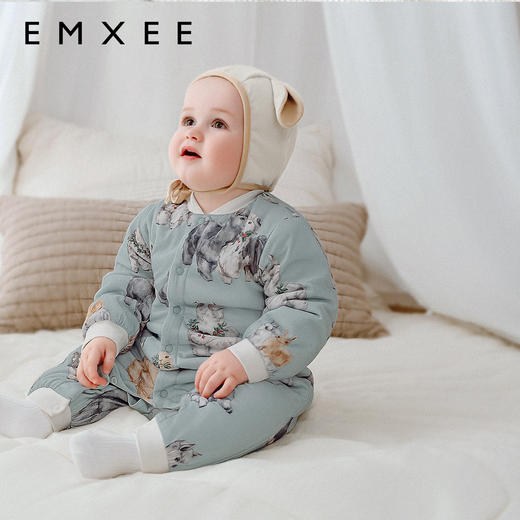 【宝宝服饰】嫚熙夹棉婴儿宝宝衣服秋冬款恒温保暖外出棉服新生婴幼儿连体衣女 商品图0