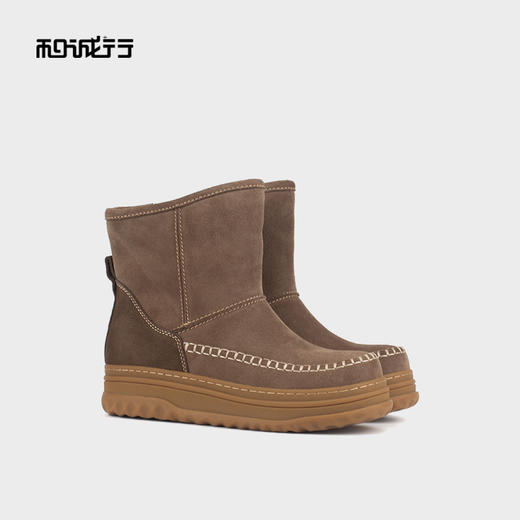 和诚行 2024秋冬新款厚底一脚蹬百搭短靴女加绒保暖雪地靴1930079 商品图0