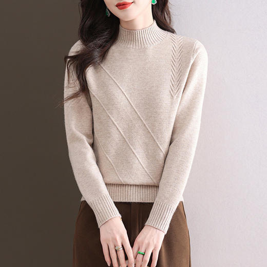 CC-103-1668半高领打底衫女士秋冬时尚洋气韩版短款针织衫2024新款内搭毛衣女 商品图0