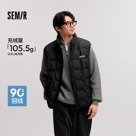 森马羽绒马甲男冬季新款立领印花肌理感外套叠穿内搭时尚百搭
