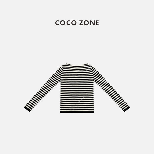 COCO ZONE 条纹撞色圆领针织衫时尚开领上衣CC1D2352 商品图1