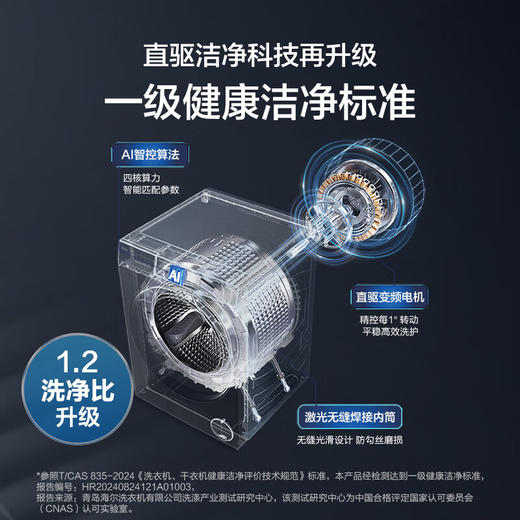 海尔滚筒洗衣机家用全自动 直驱超薄 活水精华洗 智能投放 羊毛绿标10kg洗烘一体582 商品图2