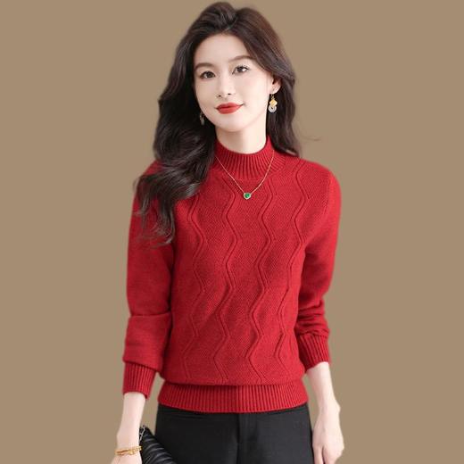 CC-103-1672厚款半高领毛衣女秋冬内搭新款宽松简约上衣中年妈妈羊毛打底衫女 商品图3
