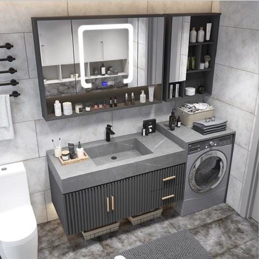 浴室柜阳台组合卫浴洗手池洗漱台高低一体卫生间洗衣机盆岩板智能 商品图1