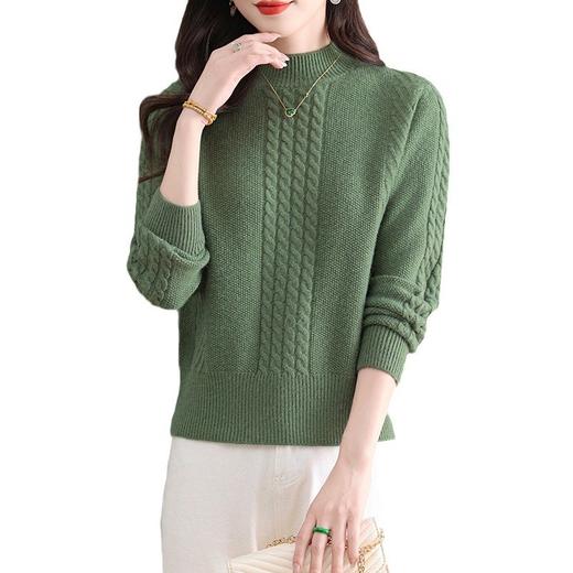 CC-103-1675半高领毛衣女秋冬2024新款麻花宽松短款针织内搭打底衫上衣 商品图4