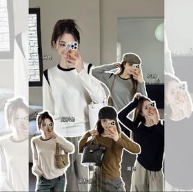 <曾小咸推荐> 美式撞色圆领长袖t恤 日常99/件 前4000单活动价59.99/件 115/2件！【预售款，预计3-15天发货】