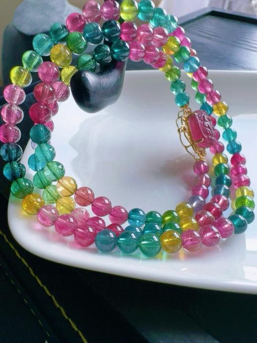 彩虹碧玺佛珠多圈 4.8mm 21.9克 商品图7