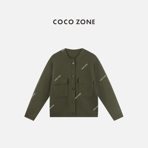 COCO ZONE 设计感纯色女士针织开衫简约圆领上衣CC1C2008 商品图0