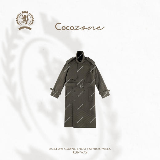 COCO ZONE 高级感复古菱格气质长款保暖立领棉服CC2C1984 商品图0