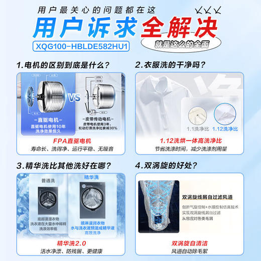 海尔滚筒洗衣机家用全自动 直驱超薄 活水精华洗 智能投放 羊毛绿标10kg洗烘一体582 商品图0