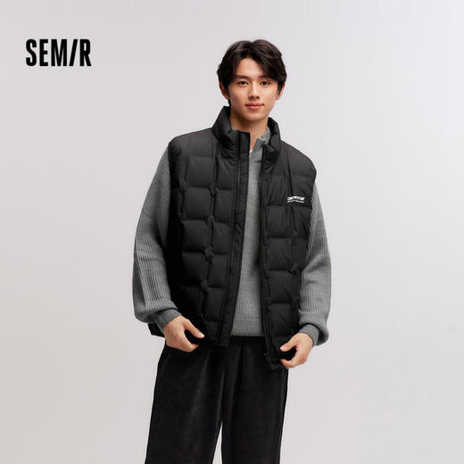 森马羽绒马甲男冬季新款立领印花肌理感外套叠穿内搭时尚百搭 商品图1