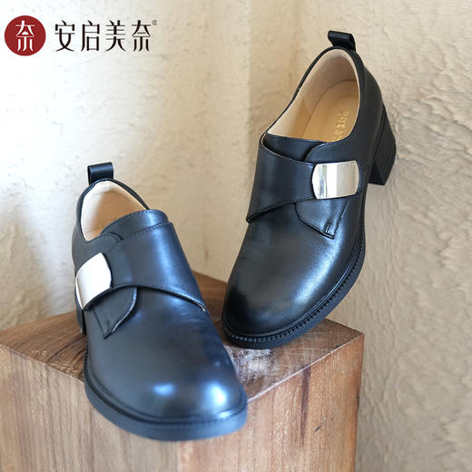 安启美奈复古高跟乐福鞋，真皮面料，多场景适用 商品图5