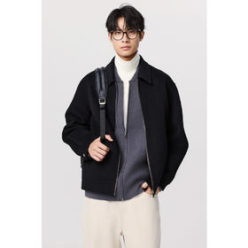 棉仓357811005-5系高支精纺全羊毛双面呢毛呢夹克男 秋冬短款行政翻领外套