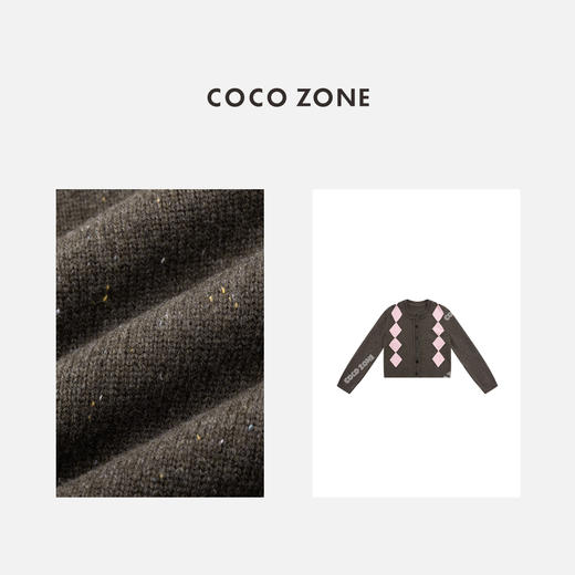 COCO ZONE 复古小众菱格针织衫设计感圆领上衣CC2D2360 商品图2