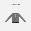 COCO ZONE 条纹撞色圆领针织衫时尚开领上衣CC1D2352 商品缩略图0
