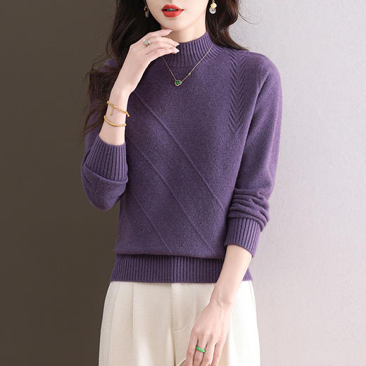 CC-103-1668半高领打底衫女士秋冬时尚洋气韩版短款针织衫2024新款内搭毛衣女 商品图1