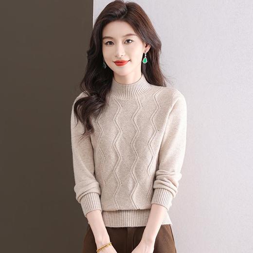 CC-103-1672厚款半高领毛衣女秋冬内搭新款宽松简约上衣中年妈妈羊毛打底衫女 商品图1