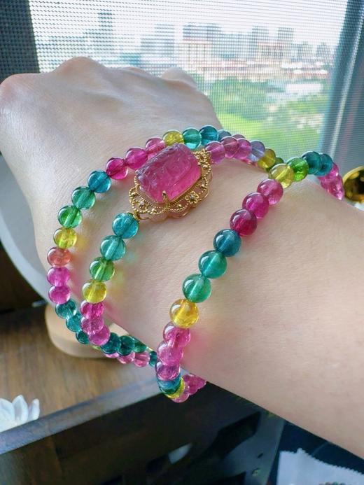 彩虹碧玺佛珠多圈 4.8mm 21.9克 商品图8