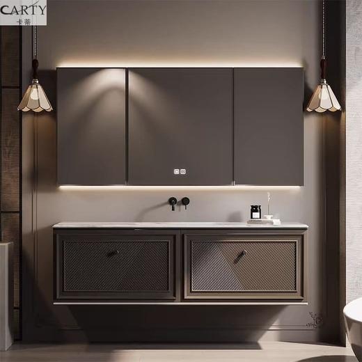 台纯法式一体浴室柜盆复古卫生间组合陶瓷洗漱洗脸盆橡木直销洗手 商品图1