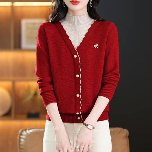 CC-WXN-BSM517半高领假两件时尚毛衣女秋冬宽松针织上衣妈妈内搭韩版时髦打底衫 商品图4
