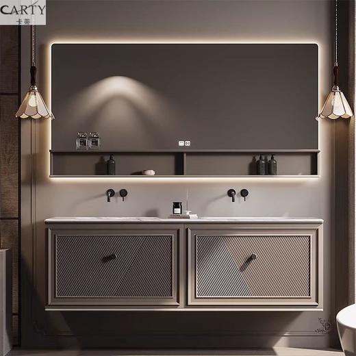 台纯法式一体浴室柜盆复古卫生间组合陶瓷洗漱洗脸盆橡木直销洗手 商品图2