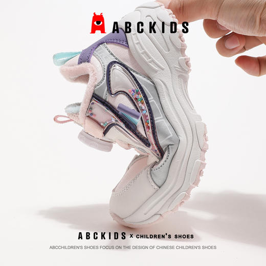 ABCkids童鞋儿童二棉鞋冬季加绒运动鞋女童休闲保暖棉鞋女孩童鞋 商品图0