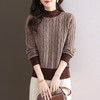 CC-103-1670半高领毛衣女2024新款秋冬小个子短款拼色配裙子时尚针织打底衫 商品缩略图2