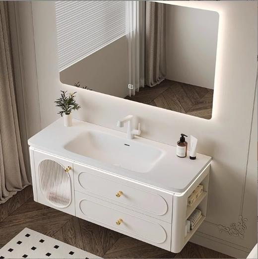 洗漱台浴室柜组合陶瓷2024奶油风卫浴橡木洗脸盆新款盆一体可丽耐 商品图3