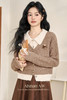【6折秒杀】鹿向南「燕麦拿铁」黑白假两件毛衣女秋季新款气质显瘦上衣L51016-2 商品缩略图2