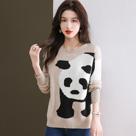 CC-103-6116卡通圆领针织打底衫女春秋新款洋气内搭宽松显瘦气质长袖T恤上衣 商品图1