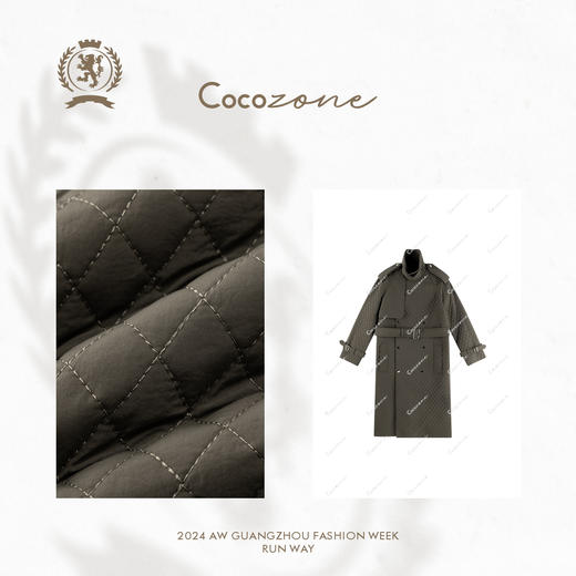 COCO ZONE 高级感复古菱格气质长款保暖立领棉服CC2C1984 商品图2