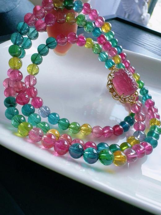 彩虹碧玺佛珠多圈 4.8mm 21.9克 商品图3