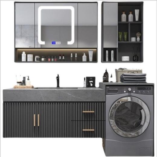 浴室柜阳台组合卫浴洗手池洗漱台高低一体卫生间洗衣机盆岩板智能 商品图0
