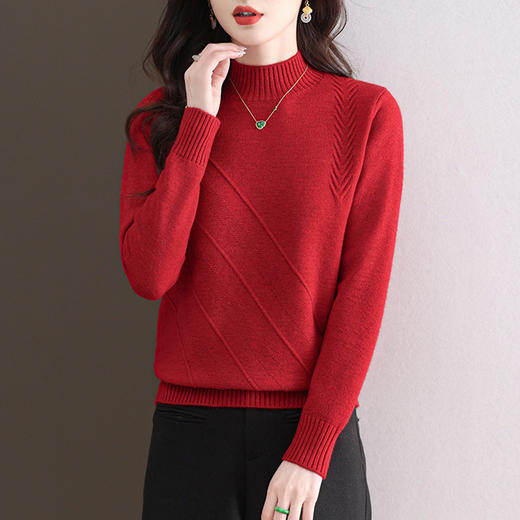 CC-103-1668半高领打底衫女士秋冬时尚洋气韩版短款针织衫2024新款内搭毛衣女 商品图3