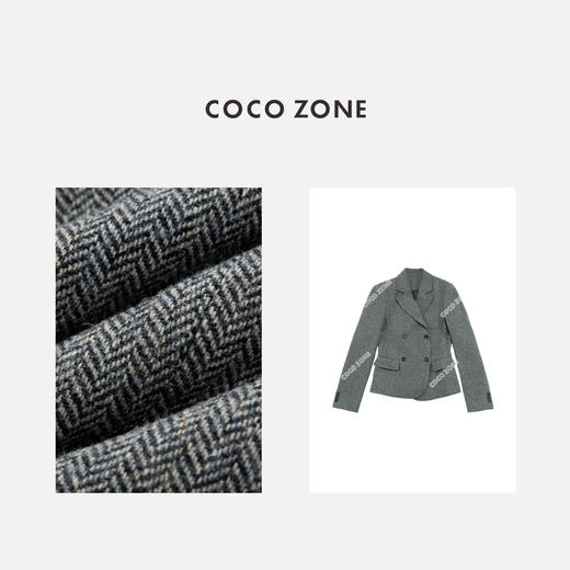 COCO ZONE 时尚翻领双排扣外套百搭长袖上衣CC2D2378 商品图2