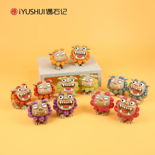 遇石记泰山石敢当国风摆件事事如意小狮子车摆一对 商品图1
