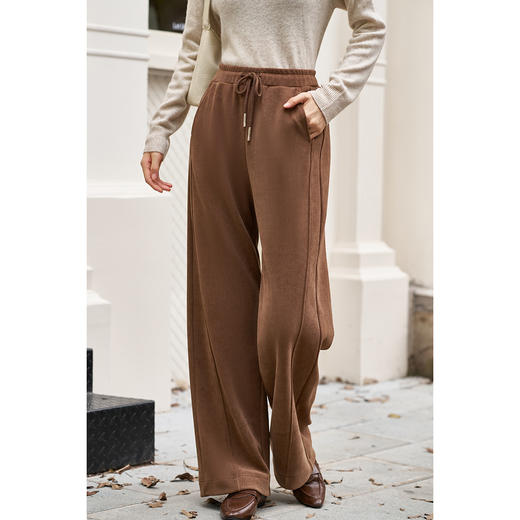 【剩XXL】米思阳2025秋季新品自发热羊绒质感休闲裤 显瘦百搭直筒裤 三色可选3634 商品图3