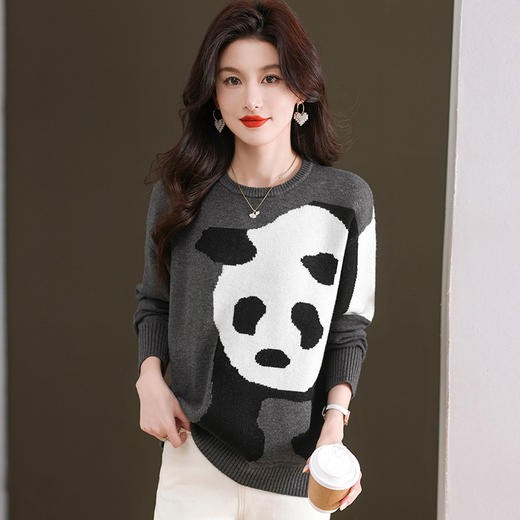 CC-103-6116卡通圆领针织打底衫女春秋新款洋气内搭宽松显瘦气质长袖T恤上衣 商品图2