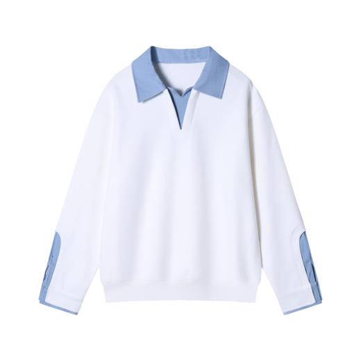 秋冬季新款时尚个性拼色POLO领假两件百搭宽松拼接长袖卫衣 商品图1