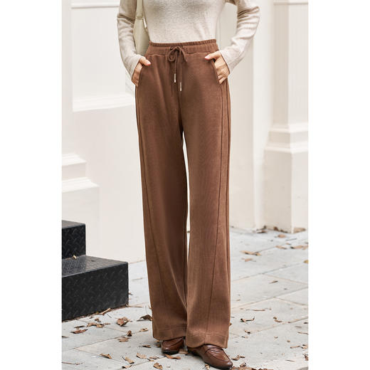 【剩XXL】米思阳2025秋季新品自发热羊绒质感休闲裤 显瘦百搭直筒裤 三色可选3634 商品图1