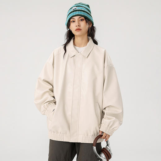 👍👍【美式复古美拉德机车风翻领拉链皮衣 男女同款E50-G2471】💥💥💥 ✅百搭复古，颜值超高🥳 ✅油蜡皮质感，🌈环保PU皮衣外套🔆 商品图7