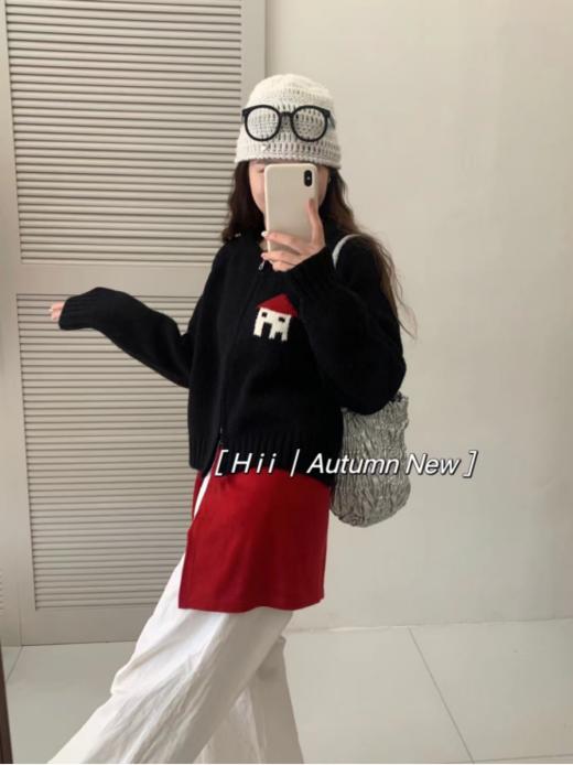 🍂🍂【岚可可小房子提花圆领拉链开衫】🌈它！来！啦！！！ 💓💓穿过开衫的宝子们都知道，😎这个季节，🤩外套真是人手一件呐🍂！ 商品图3