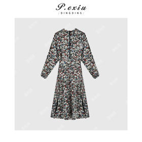 03-5潘依绣丁丁宠粉福利轻国风中式拉链碎花温柔气质连衣裙 Q6571