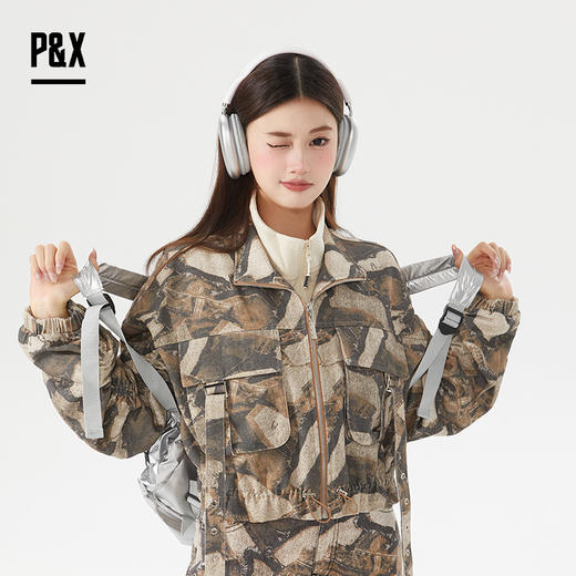 P&X设计师女装冬季迷彩运动短款户外休闲外套 824413239 花色 商品图2