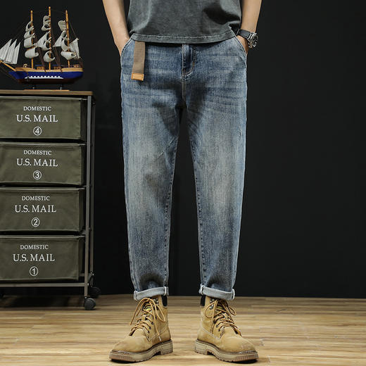 【新款DQ】大依优型大码潮款松紧腰牛仔裤棉质YKK拉链加肥加大宽松男士胖子显瘦潮流弹力舒适 商品图2