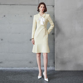 IWY/富家千金感穿搭套装女入秋韩系翻领小香风职业连衣裙荷叶边长袖Q1218