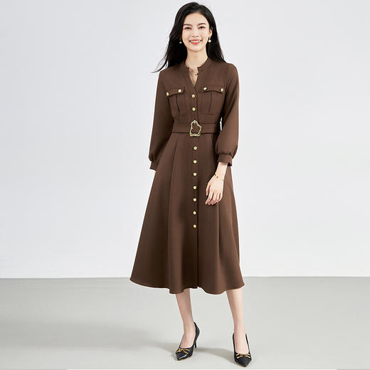 【高货wl】全新升级【铂金会员349/天猫469/差价120】(11607) 洛诗琳秋季*通勤气质都市时髦干练收腰连衣裙子女 商品图0