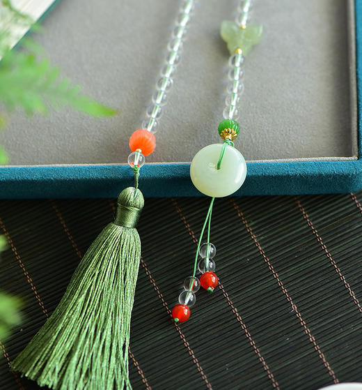 和田玉平安扣白水晶款车挂 JD 商品图2