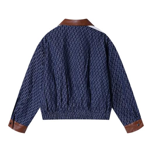 WT75新款韩版潮流印花短裤牛仔外套百搭复古拼接撞色上衣夹克 商品图5